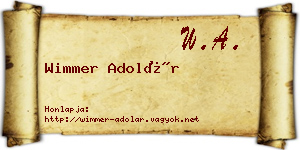 Wimmer Adolár névjegykártya